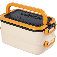 Hero Taşınabilir Yemek Kabı 2 Katlı Lunch Box Diyet Beslenme Kutusu Saklama Kabı Çatal Kaşıklı Sefer Tası