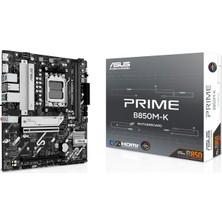 Asus Prıme B850M-K Amd B850 Am5 Ddr5 8200 HDMI Çift M2 Usb3.2 Aura Rgb 2.5gbit Lan Matx 8+2+1 Güç