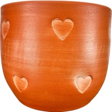Bitki Tasarımı Ev Dekorasyon Aksesuar Kalp Desenli Toprak Saksı Saksılık Salon Çiçeklik - 19 cm