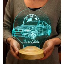 Sevgilambası Bmw Logolu Isimli LED Lamba, Araba Hayranlarına Hediye, Doğum Günü Hediyesi, Kişiye Özel Hediye 3D L