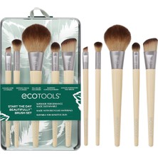 Ecotools Güne Güzel Başlayın Makyaj Fırça Seti, Göz Farı, Fondöten, Allık ve Kapatıcı Için, Saklama