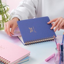 Paperora A5 Spiralli Sert Kapak Keten Çizgili Tarihsiz Not Defteri Lila