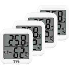 VIT Vıt 4'lü Iç Mekan Dijital Isı ve Nem Ölçer Beyaz Termometre WVT17-03 Thermometer