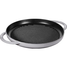 Staub Grill Pans Çift Kulplu Döküm Izgara Tava, Gri