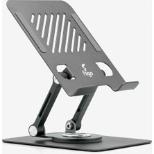 Fiigo 360 Derece Dönebilen Tablet ve Telefon Standı Metal Grey
