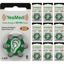 Yesmed Extra Power 312 Numara Işitme Cihazı Pili (10 Paket x 6 Adet = 60 Adet Pil)
