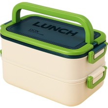 Hero Taşınabilir Yemek Kabı 2 Katlı Lunch Box Diyet Beslenme Kutusu Saklama Kabı Çatal Kaşıklı Sefer Tası