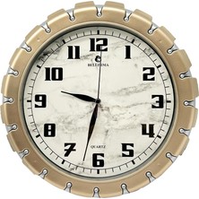 Bellissima Bellisima BL-1058 Serisi Klasik Kadran Mermer Desenli Sessiz Akar 30 cm Duvar Saati Gold-Gri