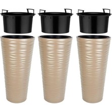 Omnipazar So-Kvt2 Kumsal Vazo Saksı Takımı 85 Litre Mocha 3 Adet