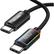 Rocoren 60W Type-C To Type-C Rgb Aydınlatmalı Örgülü Şarj ve Data Kablosu 1 Metre