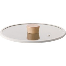 Neoflam 24CM Düz Silikon Çerçeveli Cam Kapak Bej