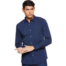 Tommy Jeans Tjm Original Stretch Shirt Erkek Shırt Iris S