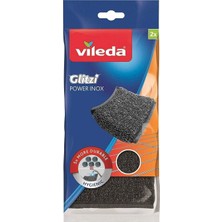 Vileda Glitzi Power Pad Inox, Ekstra Kaliteli, Pas Tutmaz, Zorlu Lekeleri Söker, 2'li Paket