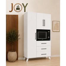 J-001GÜNEŞ, Beyaz Çok Amaçlı Mutfak Dolabı & Banyo Dolabı, Kiler, 3 Kapaklı, 3 Çekmeceli, Fırın Bölme