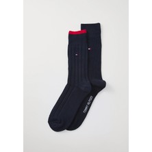Tommy Hilfiger Tommy Hılfıger Unisex Marka Logolu Günlük Kullanıma Uygun Mavi Çorap S701236317 002