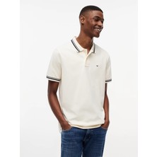 Tommy Hilfiger Tommy Hılfıger Erkek Marka Logolu Günlük Kullanıma Uygun Krem Polo Yaka T-Shirt DM0DM22700 Aef