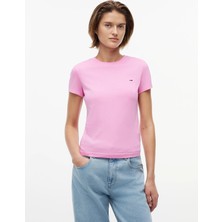 Tommy Hilfiger Tommy Hılfıger Kadın Marka Logolu Günlük Kullanıma Uygun Pembe T-Shirt DW0DW20459 Tou
