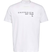 Calvin Klein Calvın Kleın Erkek Marka Logolu Günlük Kullanıma Uygun Beyaz T-Shirt LV04RF800G Yaf