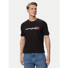 Tommy Hilfiger Tommy Hılfıger Erkek Marka Logolu Günlük Kullanıma Uygun Siyah T-Shirt DM0DM23406 Bds