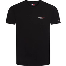 Tommy Hilfiger Tommy Hılfıger Erkek Marka Logolu Günlük Kullanıma Uygun Siyah T-Shirt DM0DM23375 Bds