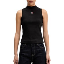Tommy Hilfiger Tommy Hılfıger Kadın Marka Logolu Günlük Kullanıma Uygun Siyah T-Shirt DW0DW23478 Bds