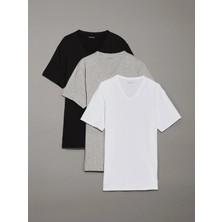 Calvin Klein Calvın Kleın Erkek Marka Logolu Günlük Kullanıma Uygun Siyah-Beyaz-Gri T-Shirt LV00NB4186 Mp1
