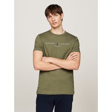 Tommy Hilfiger Tommy Hılfıger Erkek Marka Logolu Organik Pamuklu Günlük Kullanıma Uygun Yeşil T-Shirt MW0MW11797 Plı