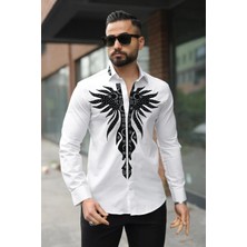 Kristal Taşlı Anka Kuşu Tasarım Özel Seri Slim Fit Erkem Gömlek