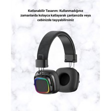 Bluetooth 5.3 Rainbow Işıklı Kulak Üstü Kablosuz Kulaklık - Lisinya