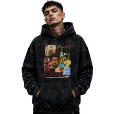 Sevbano Bad Bunny Rapper Şarkıcı Baskılı Unisex Oversize Yıkamalı Hoodie Sweatshirt