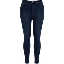 Double Slim Skinny Koyu Mavi Kadın Jean Pantolon 3529