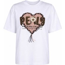 Trender Baskılı Beyaz Kadın T-Shirt 7447