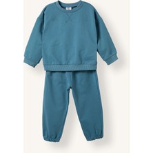 DeFacto %100 Pamuk Uzun Kollu Sweatshirt Elastik Belli Eşofman Altlı 2'li Takım Erkek Bebek H5617A526AU