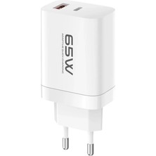 Motto Ticaret Konfulon C99Q 65W Pd Destekli Type-C ve USB Çift Çıkışlı Hızlı Şarj Adaptörü - Beyaz