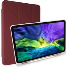 Renas Store Apple iPad 10.2 (8.nesil) Kılıf Kalemlikli Mars Tablet Kılıfı - Mürdüm