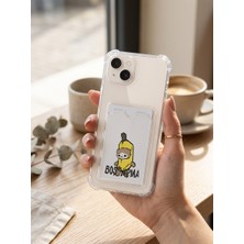 Renas Store iPhone 14 Boş Yapma Muz Detaylı Kart Bölmeli Şeffaf Telefon Kılıfı