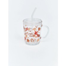 LC Waikiki Karışık Çiçek Baskılı Pipetli Bardak 400 ml  (W6)