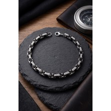 Callerrons Accessories Çelik Siyah ve Gümüş Renk Kral Zincir Model Erkek Bileklik - EBJ260808W46187