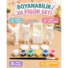 Vrd Chloe Super Bear Adventure 3D Figür Boyama Seti 7 Parça 4 Figür 6 Renk Boya Fırça 8 cm Hareketli(Plastik)