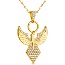 Inure Jewelry Gümüş Gold Zirkon Taşlı Anka Kuşu Kadın Kolye