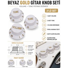 Belirtilmemiş Beyaz Gold Gitar Knob Takımı – 3’lü Volume ve Tone Potans Düğmesi