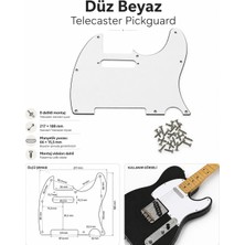 Belirtilmemiş Beyaz Tele Pickguard 8 Delik – Telecaster Uyumlu Elektro Gitar Plakası