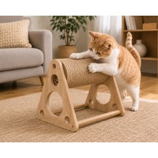 Berksales Ahşap Kedi Tırmalama Oyuncağı Starwood Safir Meşe Doğal Sisal Döner Silindir Tırmalama Standı