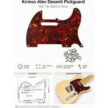 Belirtilmemiş Alev Desenli Kırmızı Telecaster Pickguard – 8 Delikli Gitar Koruyucu