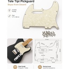 Belirtilmemiş Beyaz Krem Desenli Telecaster Pickguard – 8 Delikli Gitar Gövde Koruması
