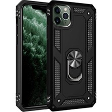 Royaleks Apple Iphone 11 Pro Max Kılıf Sofya Yüzüklü Silikon Kapak - Siyah
