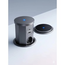 Dizaynaks Silindir Wi-Fi Şarjlı Priz Kasası Seti 2100 Siyah