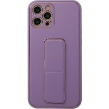 Royaleks Apple Iphone 12 Pro Kılıf Coco Deri Standlı Kapak - Lila