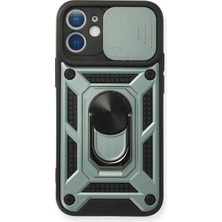 Royaleks Apple Iphone 12 Mini Kılıf Pars Lens Yüzüklü Silikon - Yeşil
