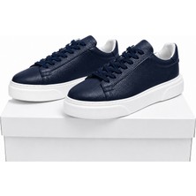 Frank Valentia FV006 Premium Hakiki Deri Sneaker Lacivert Erkek Ayakkabı